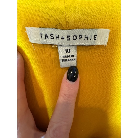 Tash+Sophie Jumpsuit Women 10 Yellow Linen Blend Sleeveless Wrap‎ Wide Leg Crop - Picture 9 of 11
